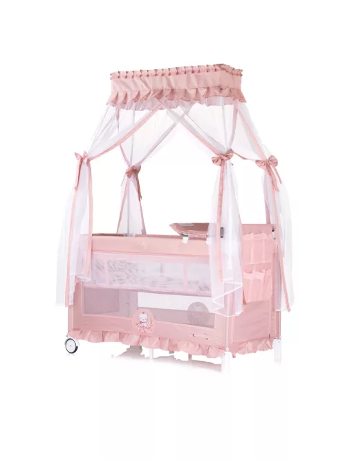 Chipolino Palace multifunkciós utazóágy baldachinnal - Cat pink