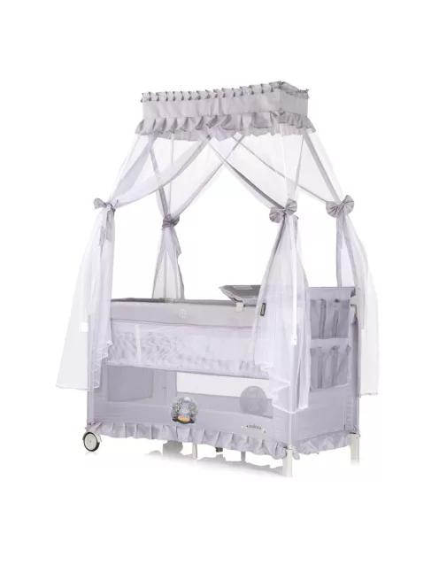 Chipolino Palace multifunkciós utazóágy baldachinnal - Hippo grey