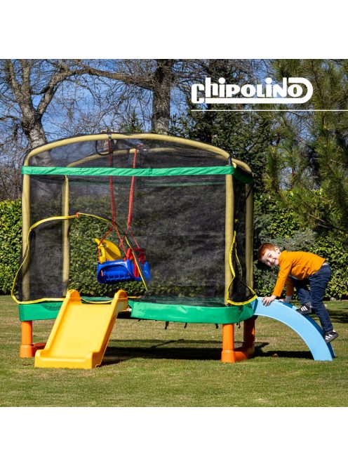 Chipolino Playground Trambulin 200 cm csúszdával, létrával - green