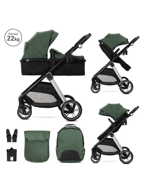 Lorelli Aspen babakocsi mózessé alakítható sport résszel - Green