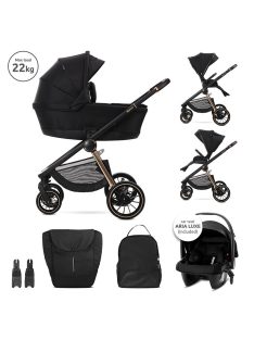   Lorelli Bianca 3az1-ben újszülött babakocsi Lorelli Aria Luxe hordozóval - Black (2 doboz)