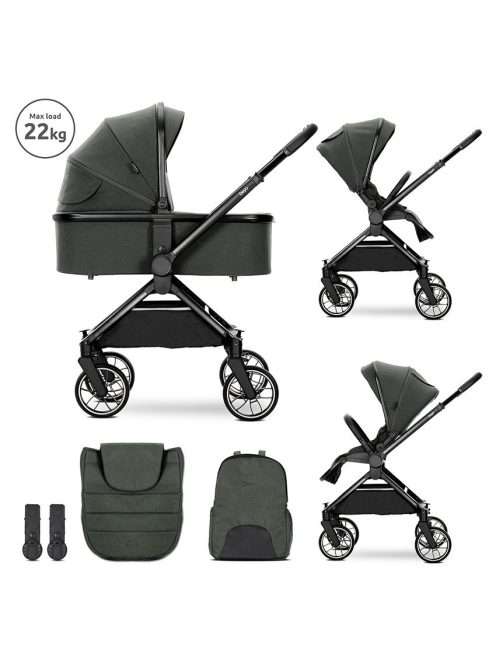 Lorelli Reya 2az1-ben multifunkciós babakocsi átfordítható tolókarral - Green