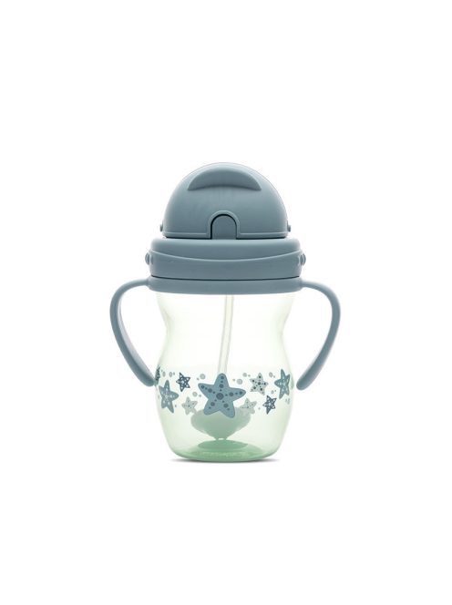 Baby Care szívószálas itató fogantyúval 275ml - Blue/Green
