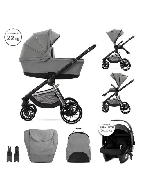 Lorelli Bianca 3az1-ben újszülött babakocsi Lorelli Aria Luxe hordozóval - Grey (2 doboz)