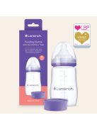 Lansinoh Cumisüveg közepes folyású etetőcumival + fedéllel, 240 ml