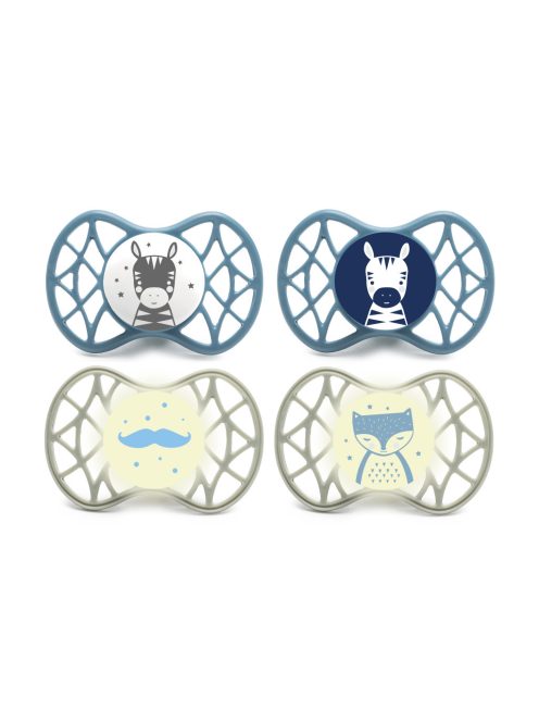 Nuvita Symmetric Air55 4db-os cumi szett 6+ - Powder Blue/Sage Green - 70854 zebra, bajusz, róka