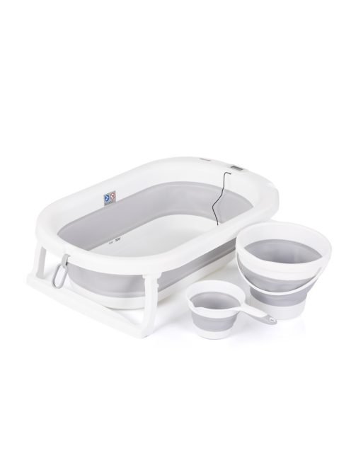 Chipolino Bubble Spa összecsukható kád vízhőmérővel, vödörrel és öblítőpohárral 83 cm - light grey