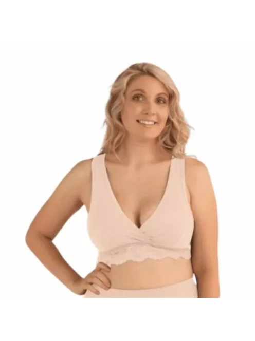 Carriwell Organikus pamut csipkés szoptatós melltartó - Testszín S