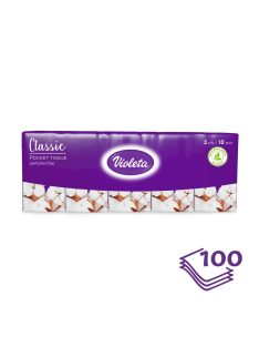   Violeta papírzsebkendő 3 rétegű, 10×10 db – classic soft