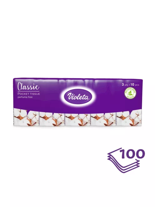 Violeta papírzsebkendő 3 rétegű, 10×10 db – classic soft