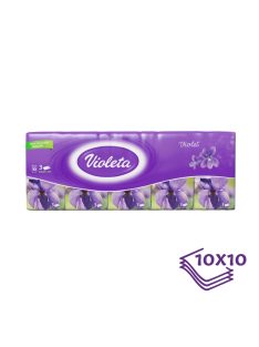 Violeta papírzsebkendő 3 rétegű, 10×10 db – ibolya