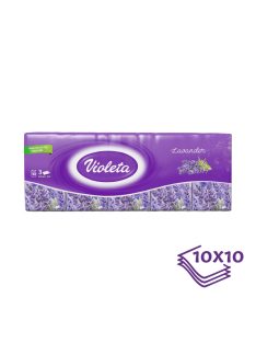 Violeta papírzsebkendő 3 rétegű, 10×10 db – levendula