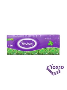 Violeta papírzsebkendő 3 rétegű, 10×10 db – mentol