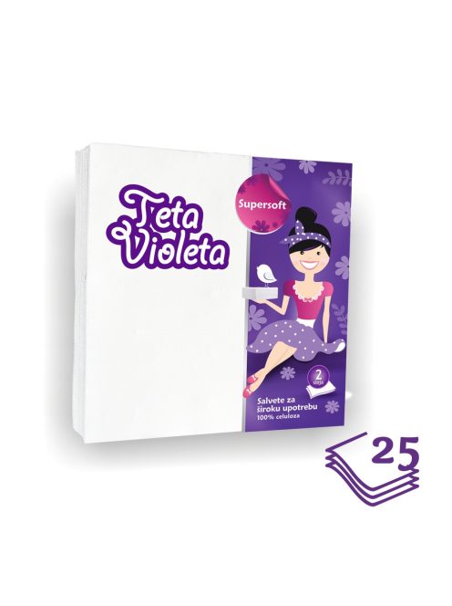 Violeta szalvéta 2 rétegű, 25 db – fehér