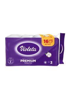   Violeta prémium toalettpapír, 3 rétegű, 16 db – illatmentes