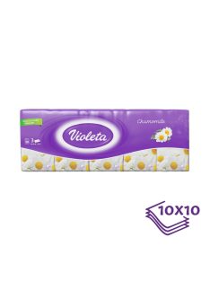 Violeta papírzsebkendő 3 rétegű, 10×10 db – kamilla