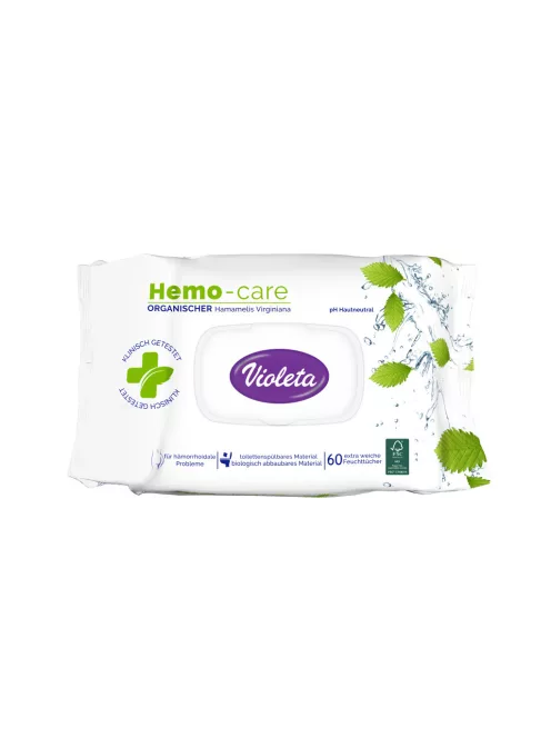 Violeta nedves toalettpapír Hemo Care, 60 db
