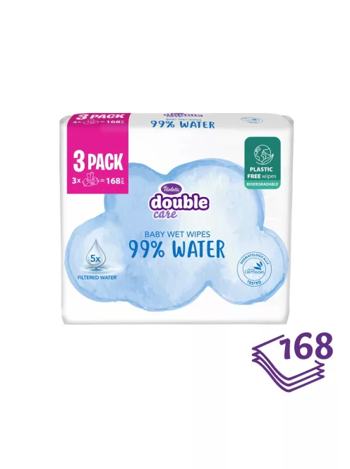 Violeta Double Care popsitörlő 3×56 db, 99% víztartalommal