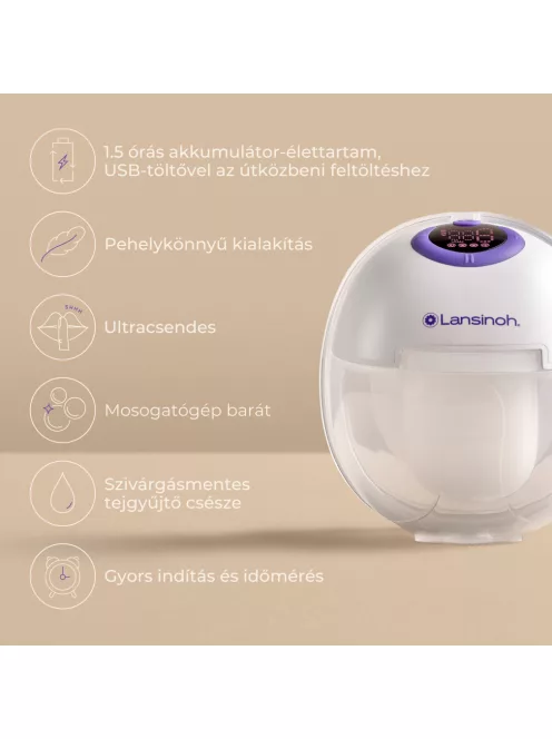 Lansinoh hordható mellszívó - 4 fázisú, dupla + Theragyöngy mellpárna szett