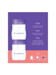   Lansinoh 2 db cumisüveg lassú folyású etetőcumival + 2 db fedéllel, 160 ml