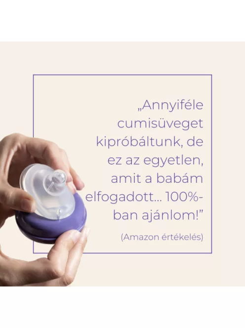 Lansinoh 2 db cumisüveg lassú folyású etetőcumival + 2 db fedéllel, 160 ml