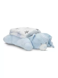   Lorelli Poffy Duo takaró 75x90 cm párnával 45x30 cm - White Blue Teddy Bear