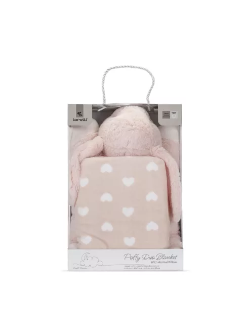 Lorelli Poffy Duo takaró 75x90 cm párnával 45x30 cm - Peach Bunny