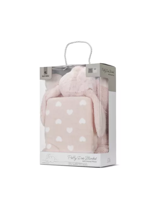 Lorelli Poffy Duo takaró 75x90 cm párnával 45x30 cm - Peach Bunny