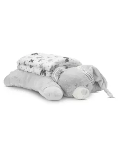   Lorelli Poffy Duo takaró 75x90 cm párnával 45x30 cm - White Grey Teddy Bear