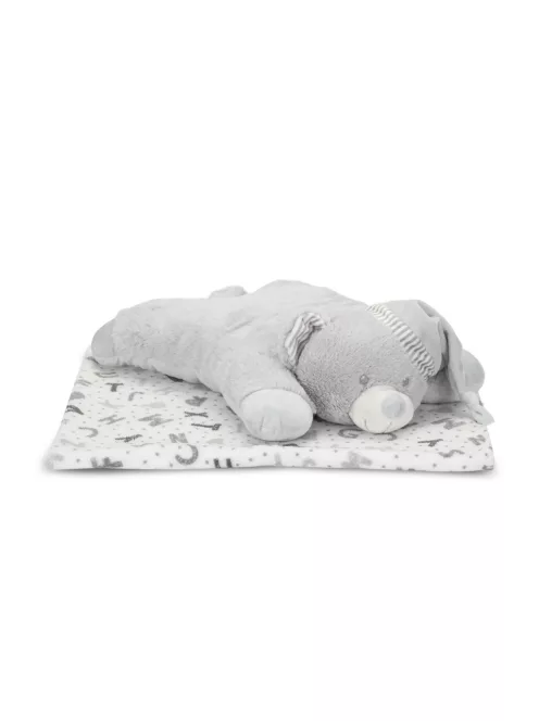 Lorelli Poffy Duo takaró 75x90 cm párnával 45x30 cm - White Grey Teddy Bear