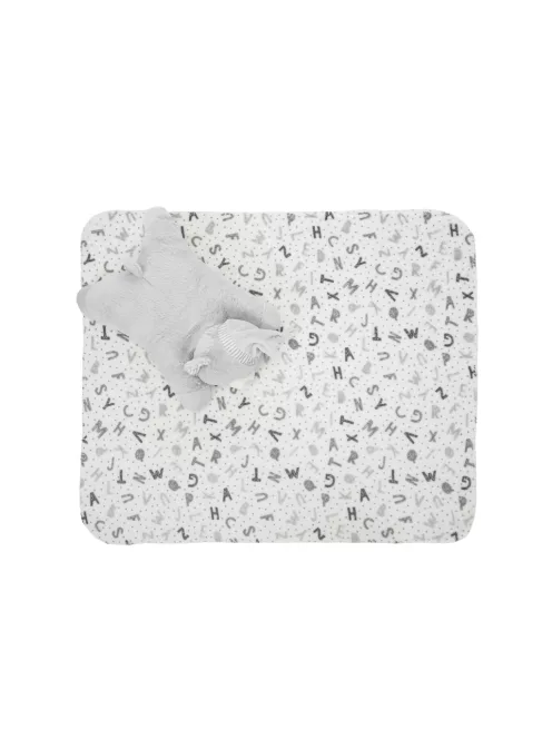 Lorelli Poffy Duo takaró 75x90 cm párnával 45x30 cm - White Grey Teddy Bear