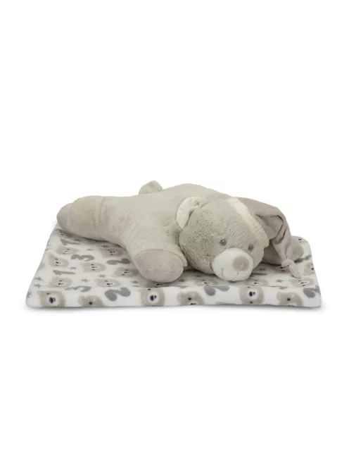 Lorelli Poffy Duo takaró 75x90 cm párnával 45x30 cm - White BeigeTeddy Bear