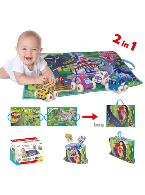 Chipolino hordozható játszószőnyeg 4 autóval