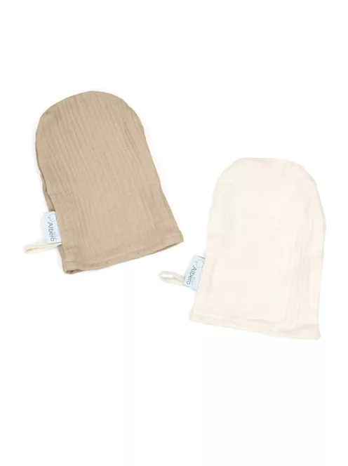 Albero Mio muszlin mosdókesztyű, 2 darabos csomag - WM447 Biscuit beige