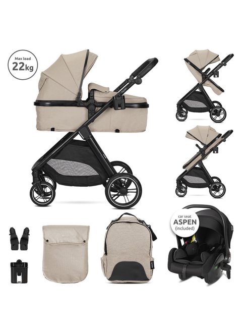 Lorelli Aspen 3az1-ben multifunkciós babakocsi - Cappucino (2 doboz)