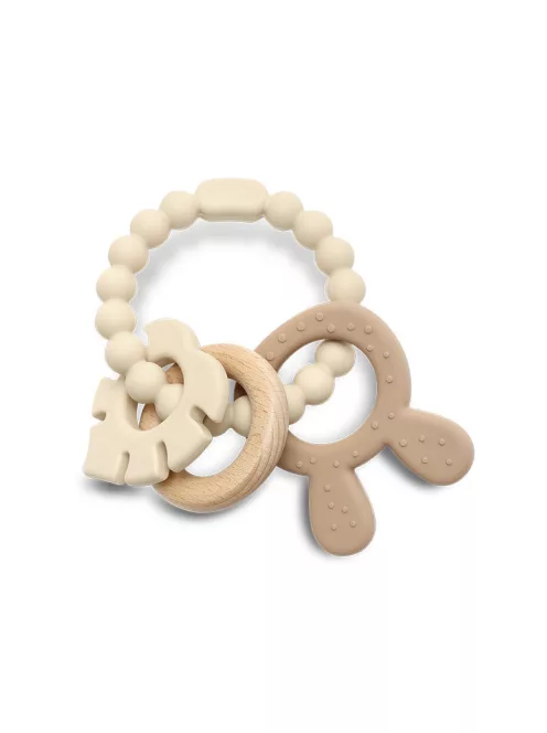 Lorelli Nyuszi szilikon és bükkfa rágóka - Natural Beige