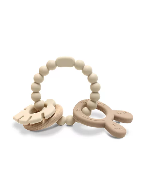 Lorelli Nyuszi szilikon és bükkfa rágóka - Natural Beige