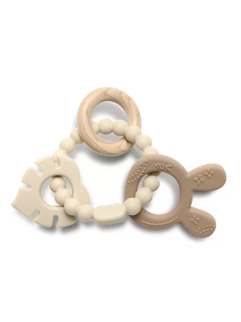 Lorelli Nyuszi szilikon és bükkfa rágóka - Natural Beige