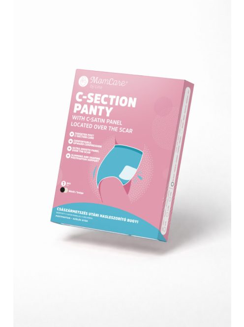 MomCare Császármetszés utáni Hasleszorító Bugyi beépített C-Satin panellel a heg körül - fekete S-M