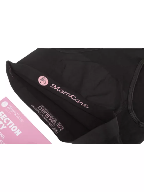 MomCare Császármetszés utáni Hasleszorító Bugyi beépített C-Satin panellel a heg körül - fekete L-XL