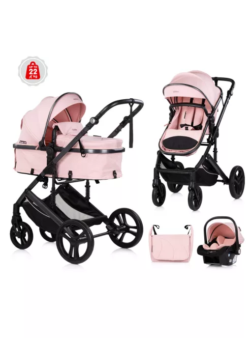 Chipolino Amore babakocsi mózessé alakítható sportrésszel - Powder pink