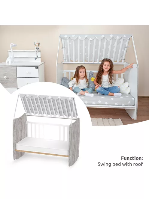 Lorelli Stars ringatható kiságy 60x120 - White / Artwood