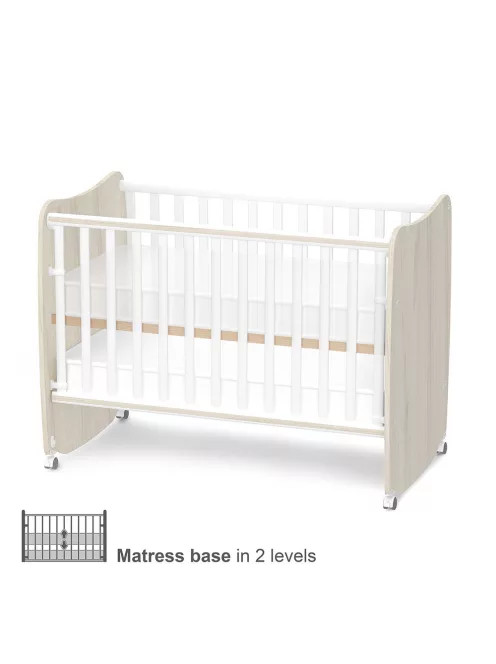 Lorelli Stars ringatható kiságy 60x120 - White / Light oak