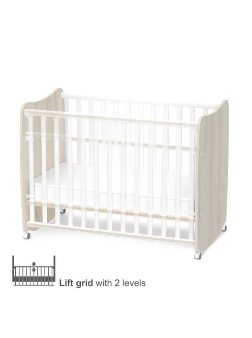 Lorelli Stars ringatható kiságy 60x120 - White / Light oak