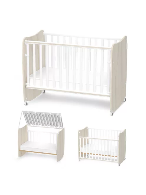 Lorelli Stars ringatható kiságy 60x120 - White / Light oak