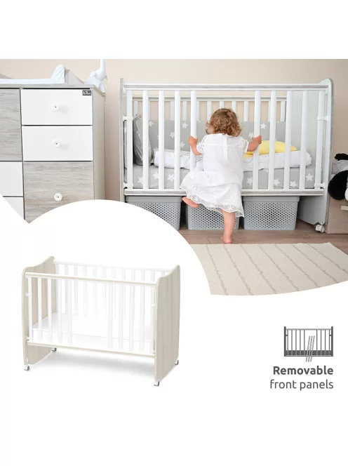 Lorelli Stars ringatható kiságy 60x120 - White / Light oak