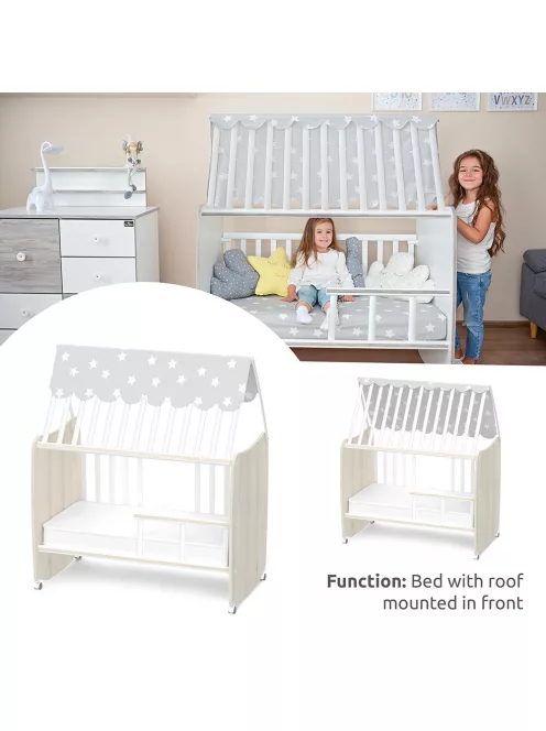 Lorelli Stars ringatható kiságy 60x120 - White / Light oak
