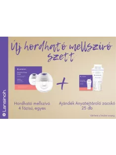  Lansinoh hordható mellszívó – 4 fázisú, egyes + AJÁNDÉK Lansinoh anyatejgyűjtő zacskóval 25 darabos