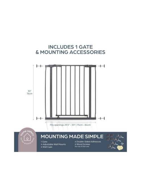 Dreambaby Ava biztonsági ajtórács 75-81 cm - sötétszürke