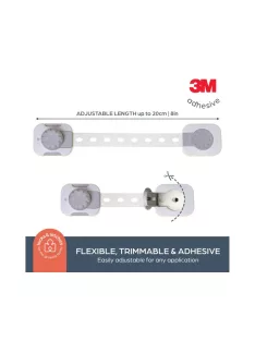   Dreambaby Twist 'n lock multifunkciós zár 6db - fehér/szürke